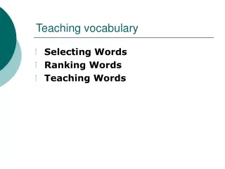 Teaching vocabulary