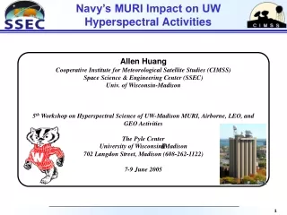 Navy’s MURI Impact on UW Hyperspectral Activities