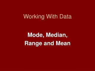 Working With Data