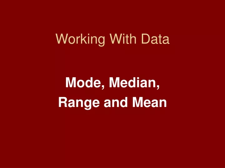 working with data