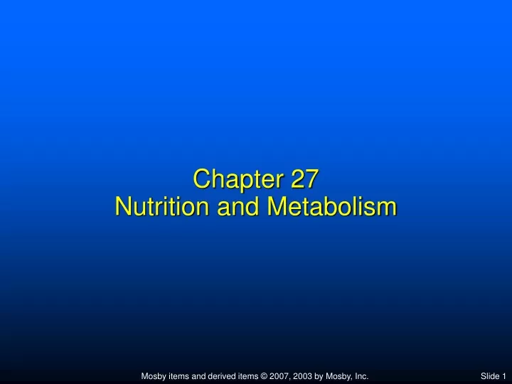 chapter 27 nutrition and metabolism