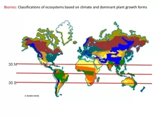 Biomes:  Classifications of ecosystems based on climate and dominant plant growth forms