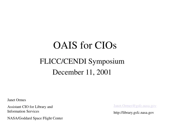 oais for cios