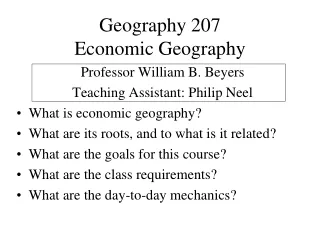 Geography 207 Economic Geography