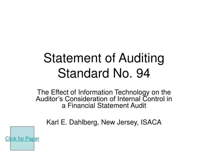 statement of auditing standard no 94