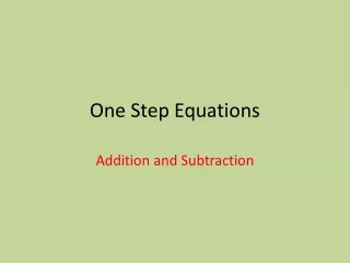 One Step Equations