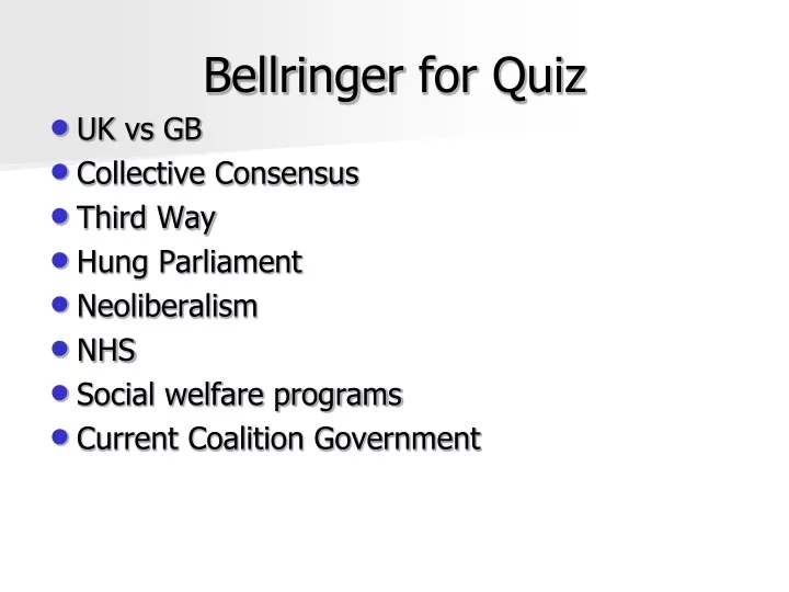 bellringer for quiz