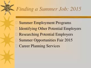 Finding a Summer Job: 2015