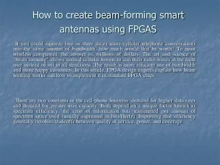 How to create beam-forming smart antennas using FPGAS