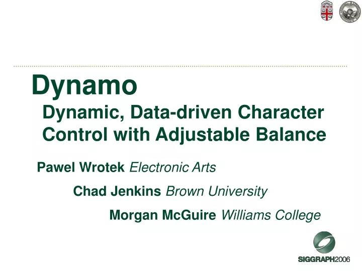 dynamo dynamic data driven character control with adjustable balance