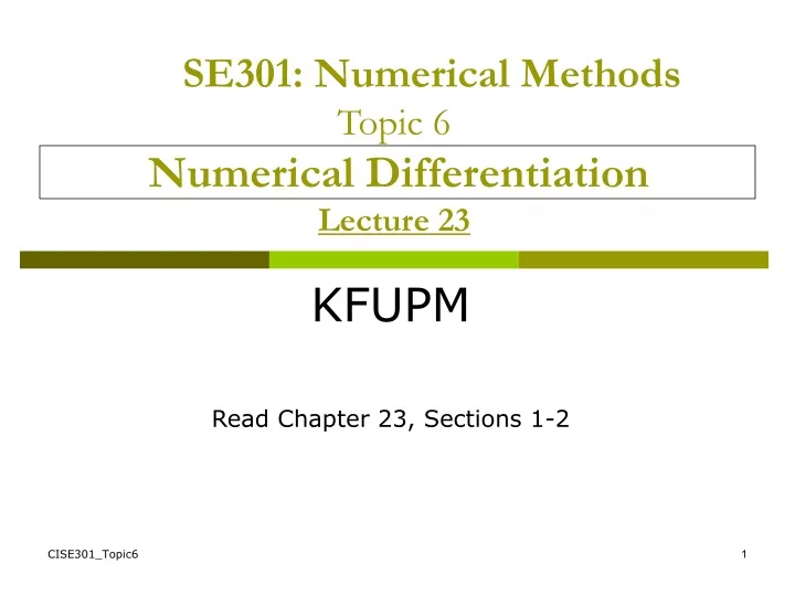 se301 numerical methods topic 6 numerical