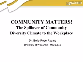 COMMUNITY MATTERS!  The Spillover of Community Diversity Climate to the Workplace