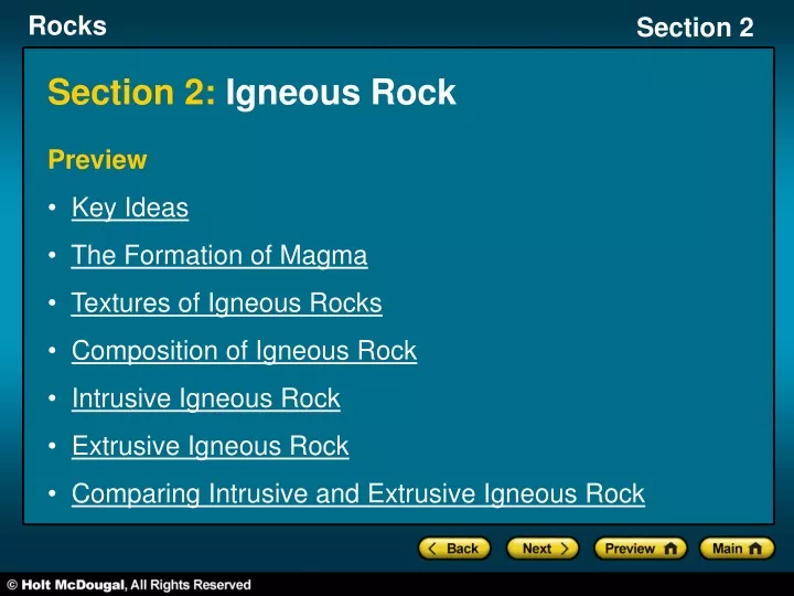 section 2 igneous rock