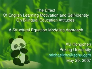 XU Hongchen Peking University michaelxhc@sohu May 20, 2007