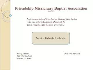 Friendship Missionary Baptist Association  Since 1875