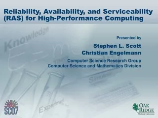 Reliability, Availability, and Serviceability (RAS) for High-Performance Computing