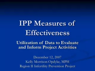 IPP Measures of Effectiveness