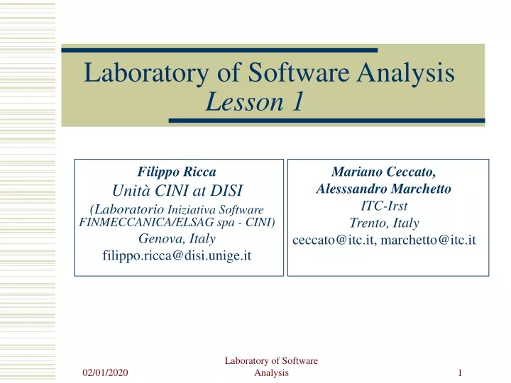 laboratory of software analysis lesson 1
