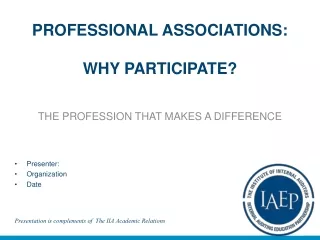 Professional Associations :  Why Participate?