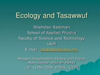 Ecology and Tasawwuf