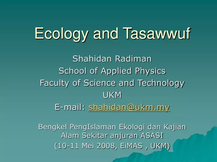 ecology and tasawwuf