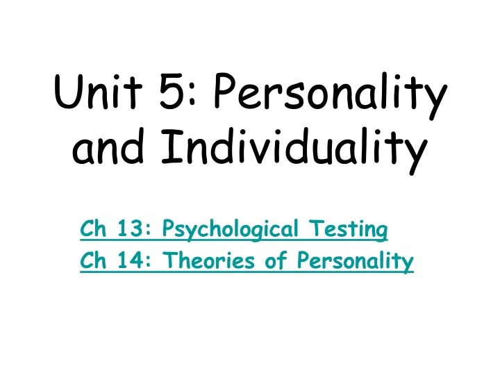 unit 5 personality and individuality