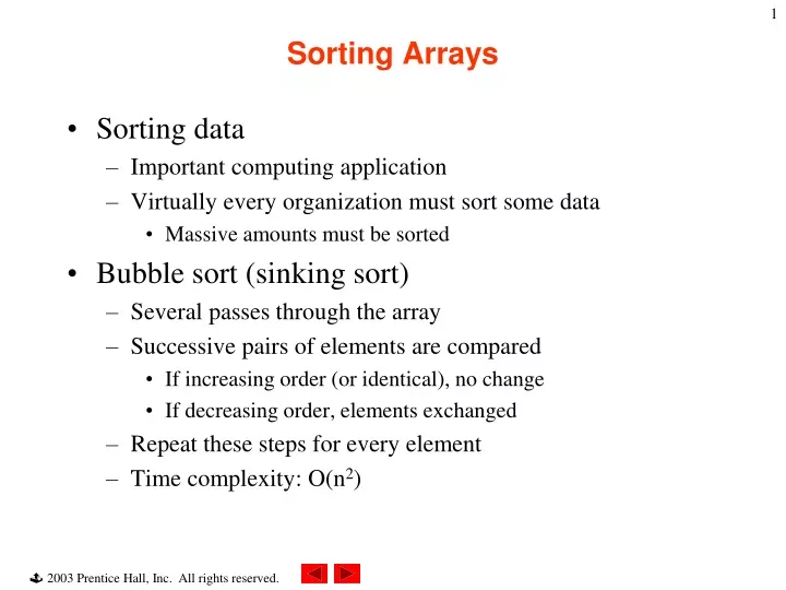 sorting arrays