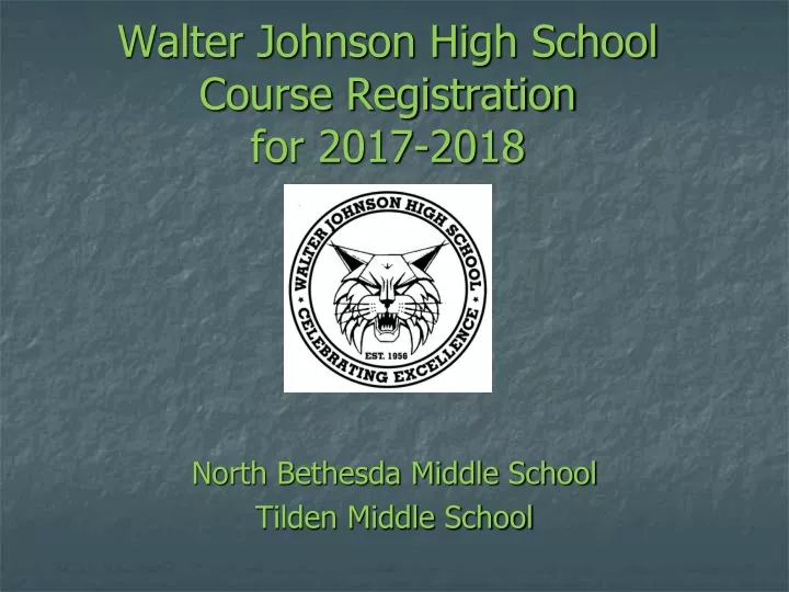 walter johnson high school course registration for 2017 2018