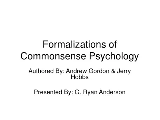 Formalizations of Commonsense Psychology