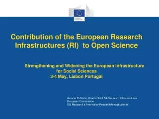 Antonio Di Giulio, Head of Unit B4-Research Infrastructures  European Commission