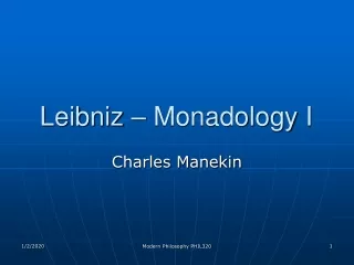 Leibniz – Monadology I