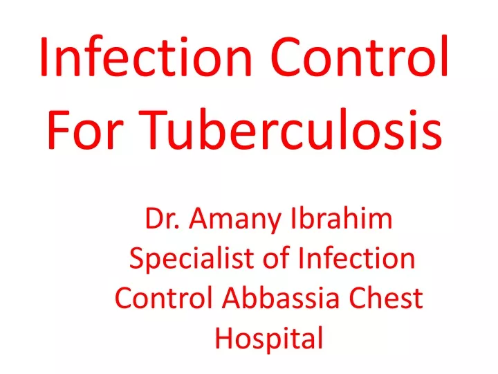 infection control for tuberculosis