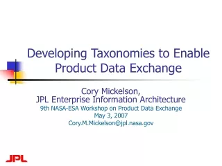 Developing Taxonomies to Enable Product Data Exchange