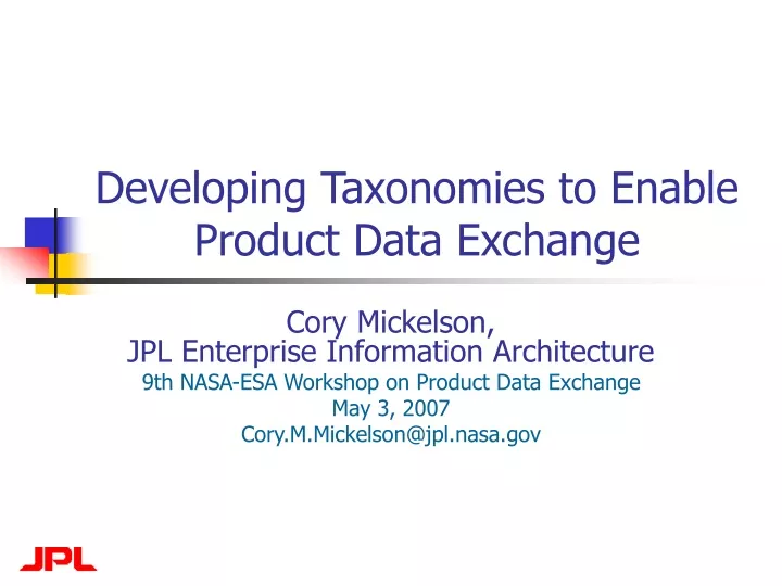developing taxonomies to enable product data exchange
