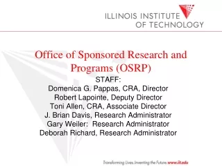 Office of Sponsored Research and Programs (OSRP)