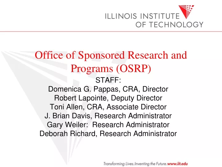 office of sponsored research and programs osrp