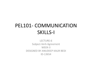 PEL101- COMMUNICATION SKILLS-I