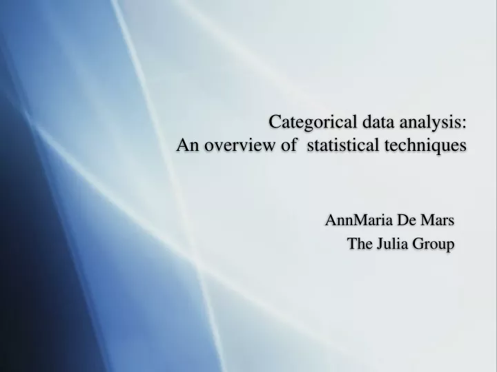 categorical data analysis an overview of statistical techniques