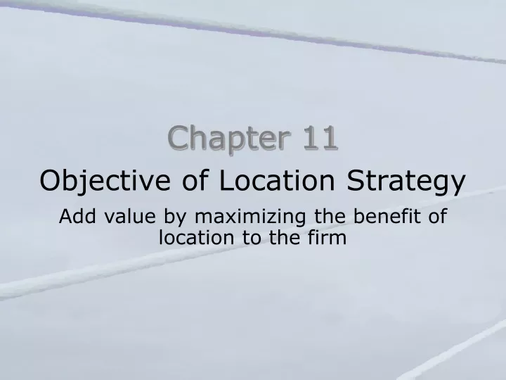 objective of location strategy