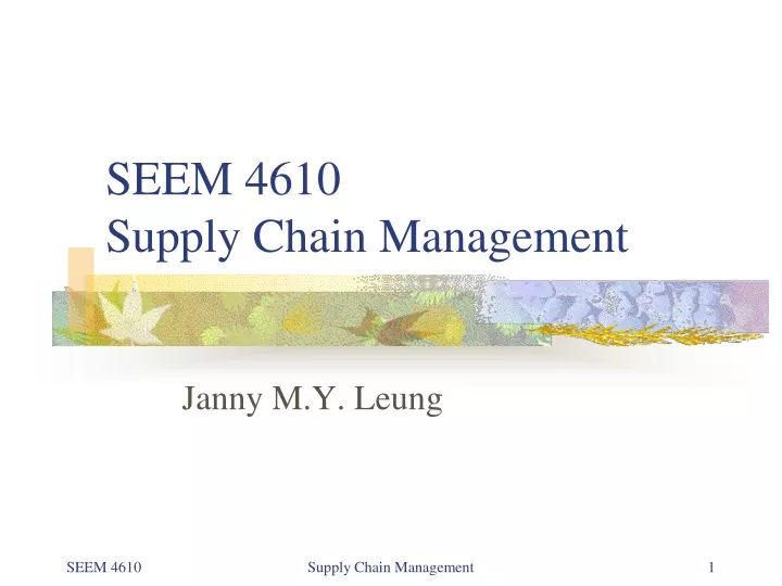 seem 4610 supply chain management