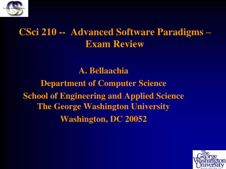 csci 210 advanced software paradigms exam review