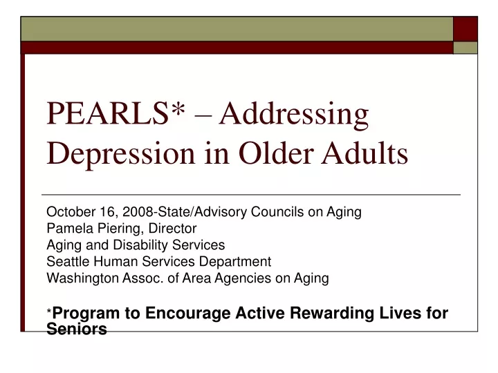 pearls addressing depression in older adults