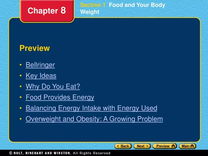 section 1 food and your body weight