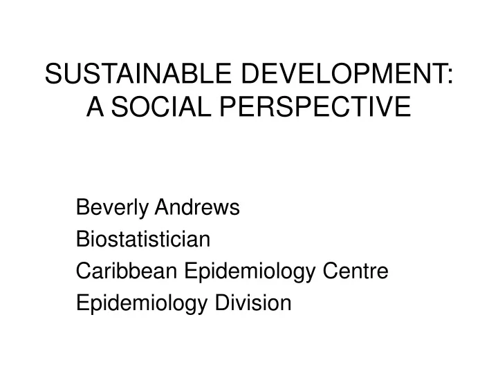 sustainable development a social perspective