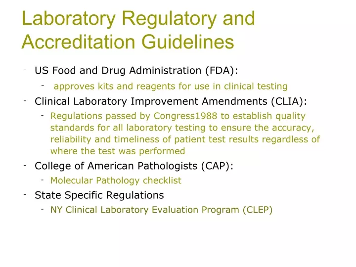 laboratory regulatory and accreditation guidelines