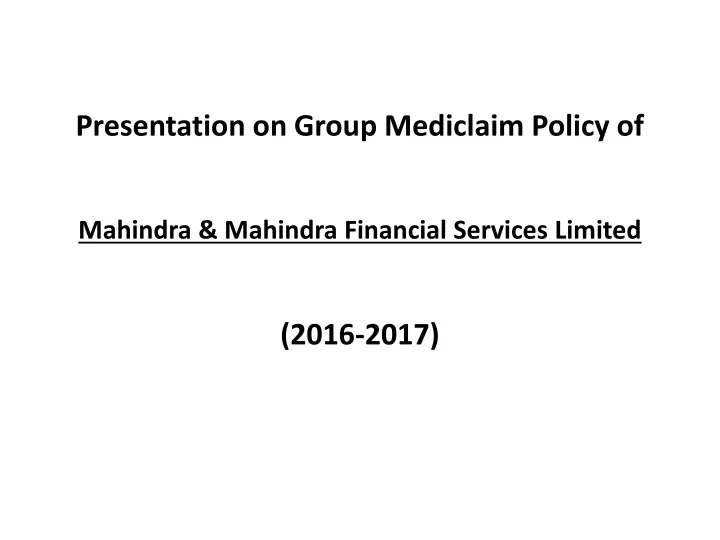 presentation on group mediclaim policy