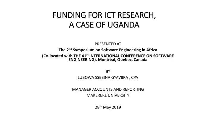 funding for ict research a case of uganda