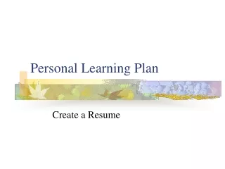 Personal Learning Plan