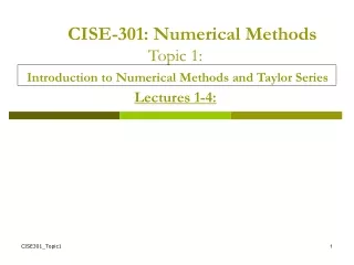 Lecture 1 Introduction to Numerical Methods
