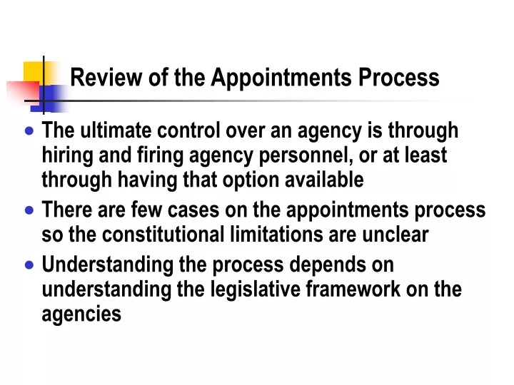 review of the appointments process
